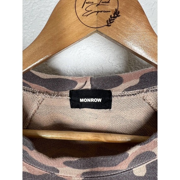 Monrow Small S Spiced Camo Pullover Sweatshirt - Picture 2 of 5